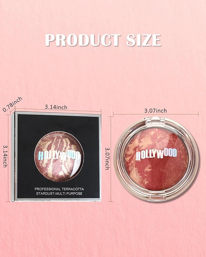 Baked Blush,Glow Marbleized Blush Powder Palette,Lightweight Shimmery Cruelty-Free Blusher for Cheeks,Eyeshadow & Highlight,Makeup Gift for Women rubores de maquillaje(0.49Ounce)-09 Mangosteen