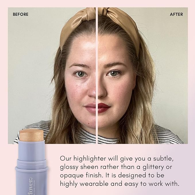 Clover Glow Stick Illuminator | Natural Shine Highlighter, Glass Skin, Easy To Apply | Cruelty-Free & Vegan Naural Makeup| Made With Castor Oil