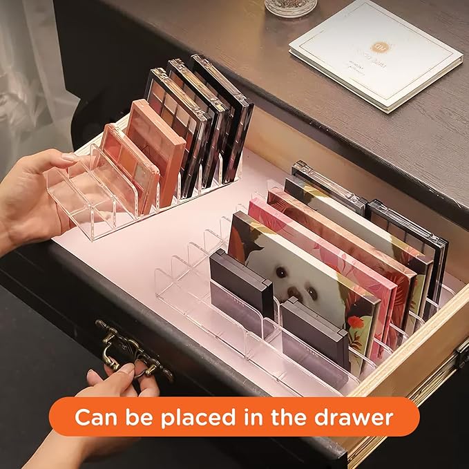 2PCS Makeup Palette Organizer,Eyeshadow Palette Organizer,Eyeshadow Storage Holder with 7 Compartments - Sturdy beauty storage, compact organizers for eyeshadows, lipsticks, and cosmetics.