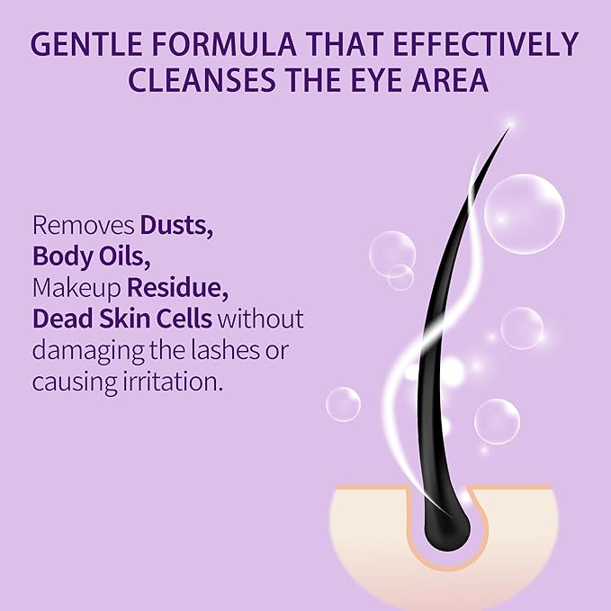 Lash Shampoo Bulk, Eyelash Cleanser for Extensions 2 Liters, Safe Makeup Remover, Non-irritating or Burning Eyelid Foaming Cleanser for Professional Salon and Home Use (Lavender-2L)