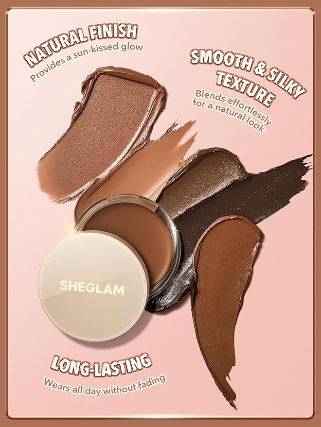 SHEGLAM Silk Haze Cream Bronzer Blendable Cream Makeup with a Lightweight Formula - Customizable Face Makeup for a Natural, Sun-Kissed Glow Long Lasting-Caramel