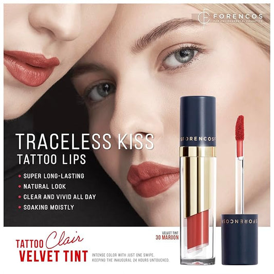 FORENCOS Long Lasting Waterproof Lip Stain Liquid Lipstick, Velvet Matte, Longwear, High Pigmentation, Tattoo Lips, Weightless, Smudge-proof, Non-Sticky, Korean Lip Tint Stain Makeup (30 Maroon)