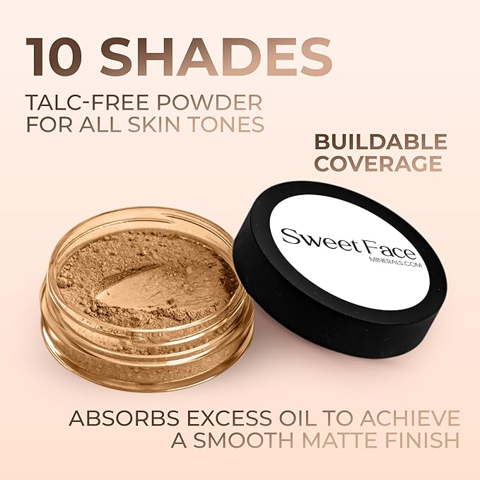 (Deep Tan) (30gm Jar) FOUNDATION Mineral Makeup with SPF 18+, Full Coverage Matte Loose Powder, Bare Face Cosmetics