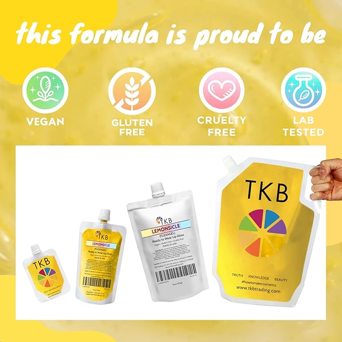 TKB Jelly Gloss (Flexagel)| Lip Gloss Base for DIY Lip Gloss| Ready-to-Wear| Moisturizing, High Shine, Fruity Scent, Vegan, Gluten and Cruelty free| Made in USA (Lemonsicle, 1oz (30gr))