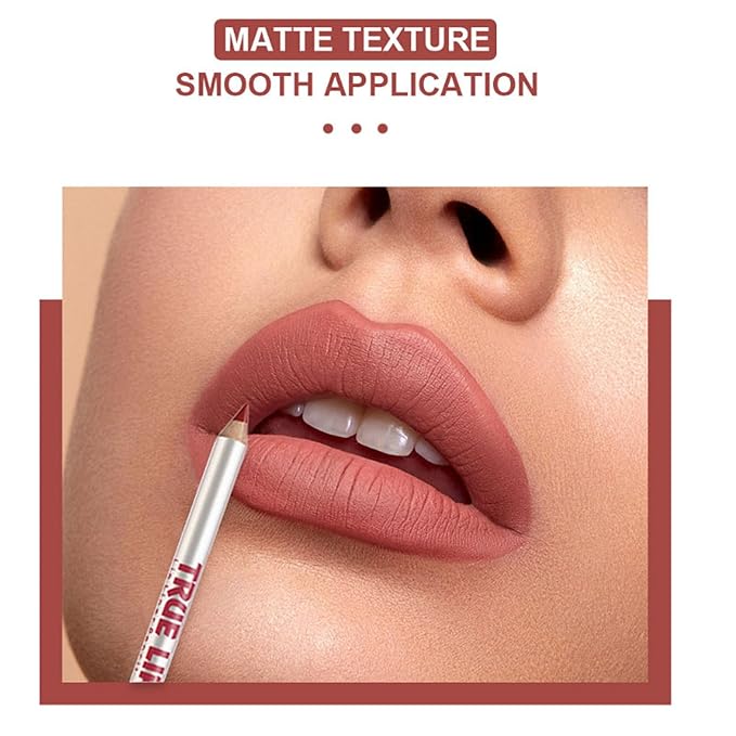 Dulele Lip Liner Pencil Set, 12 PCS Slim Matte Lipliner Pencil, High Pigmented Creamy Nude Lipstick Brown Lip Pencil Natural Lip Makeup