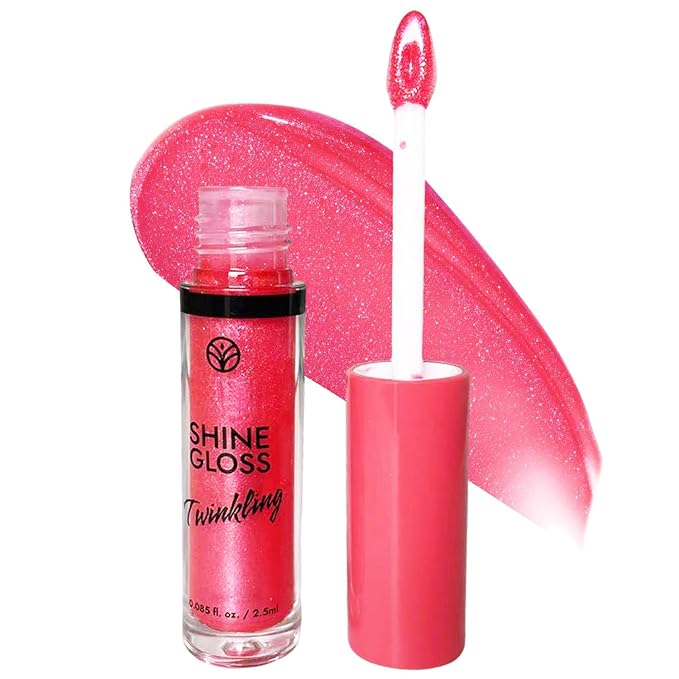 Pink Lip gloss Lip Plumper Gloss Shimmer High Shine Lip Gloss Moisturizing Tinted Lip Gloss Long Lasting Waterproof Lip Oil (04# Magenta Shimmer)