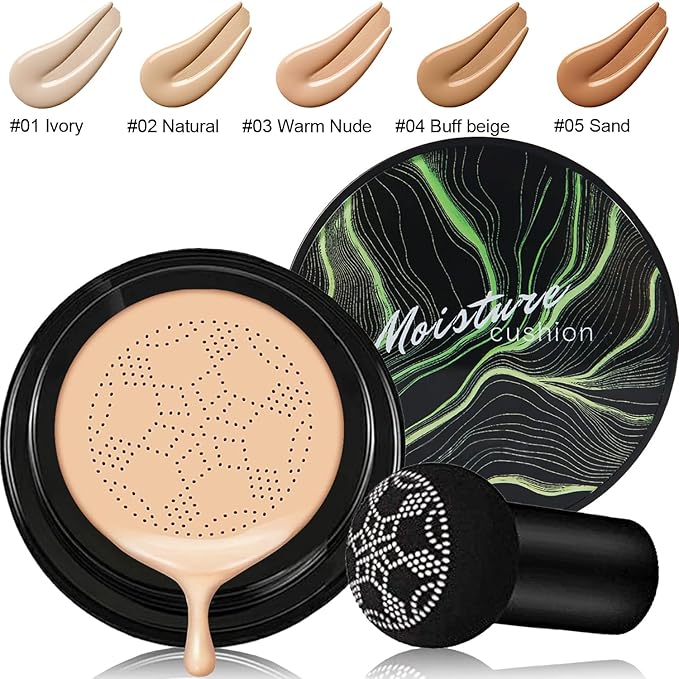 Hilareco Makeup Kit, 3 Pcs Contour Stick, Beige, Matte Finish, Full Coverage, Waterproof, Unisex, Box, All Skin Types, Air Cushion CC Cream, Mushroom Head, Includes Double-Ended Makeup Brush