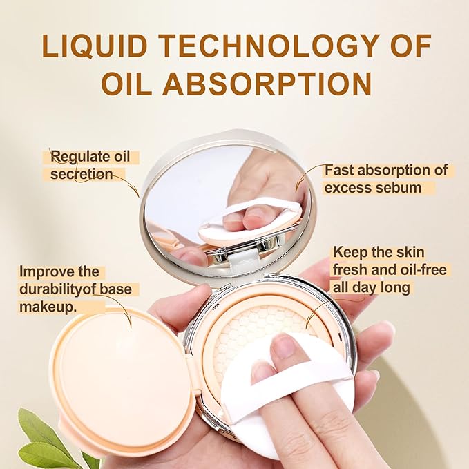 Face Oil Blotting Cushion Instead Of Oil Blotting Paper Sheets for Oily Skin, Oil Absorbing Liquid Cushion, Moisturizing & Smoothing Pores With Natural Tea Tree, Instant Oil control for Make Up