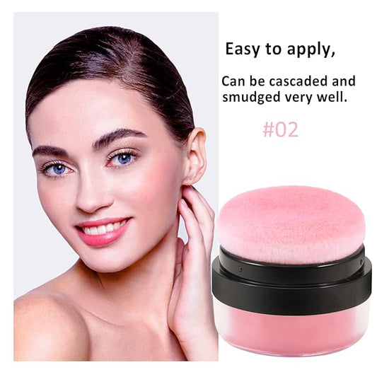 Boobeen Loose Powder Blush Air Cushion, Natural Blusher for Cheeks, Highly Pigmented Blush Makeup Easy to Blend, All Day Wear