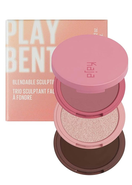 Kaja 3-in-1 Blendable Sculpting Trio - Play Bento 2.5 Dolce Cappuccino + Blush - Cheeky Stamp 01 Coy, 0.17 Oz