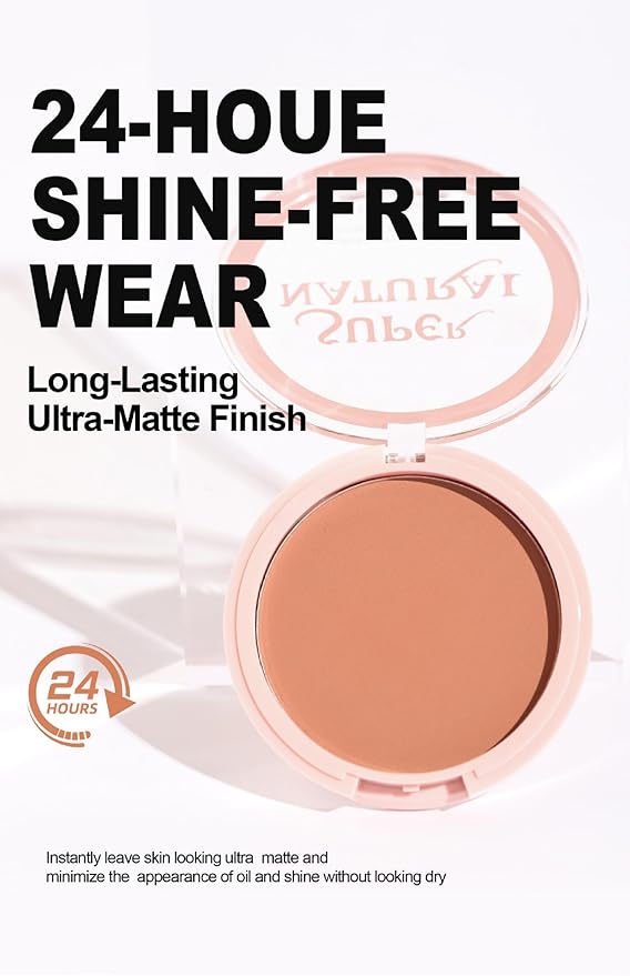 Matte Setting Powder 8 Colors Lightweight Oil Control Pressed Powder Foundation Flawless Long-Lasting Finishing Powder Foundation (Color 01)