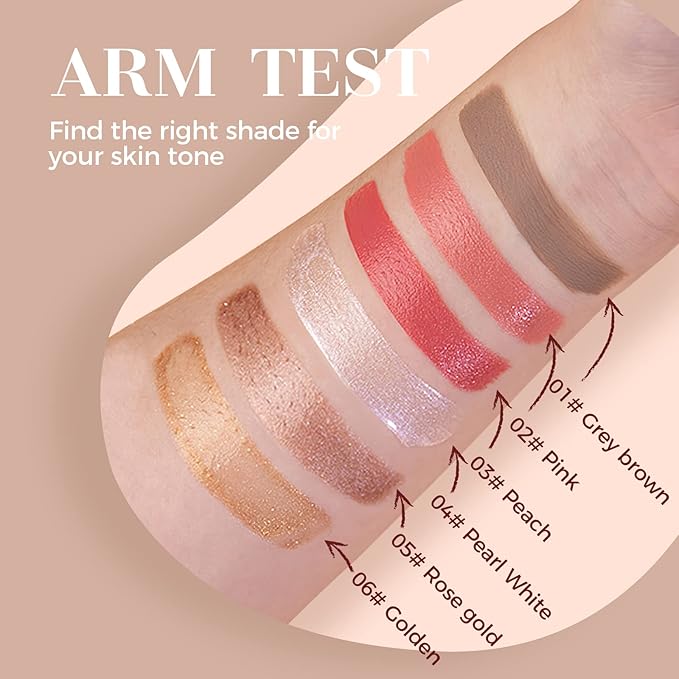 Highlighter Beauty Wand, Liquid Face Highlighter Stick with Cushion Applicator, Long Lasting Smooth Natural Matte Finish, Lightweight Blendable Super Silky Cream Highlighter Stick (04#