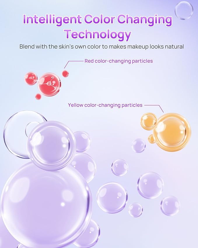 Purple Primer Color Changing for Face Before Makeup, Smoothing Primer Color Correcting, Brightening Base Makeup for Combination Skin