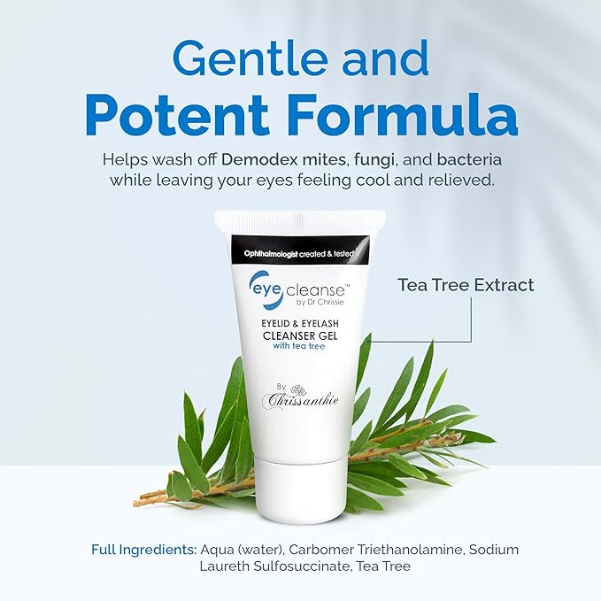All-in-One Lash Extension and Eyelid Cleanser Gel, Makeup Remover with Tea Tree Oil, Eyelash Care Must-Have, 30 ml - EyeCleanse