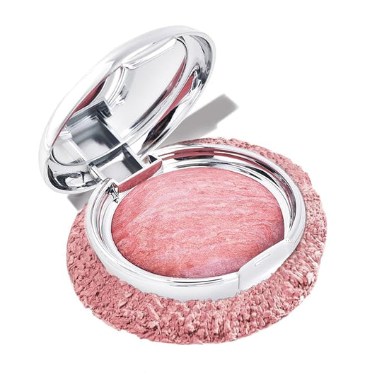 Baked Blush Marbleized Powder Blush for Cheeks, Creamy Lightweight Natural Finish, Infused with Vitamin E, Vegan & Cruelty Free, Talc Free - #003 TROPICAL TRAVEL