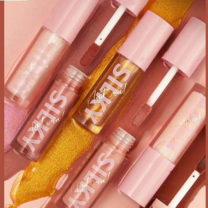 MAEPEOR Shimmer Glossy Lipgloss Set 8PCS Non-Sticky Moisturizing Lip Gloss Long-lasting High Shine & Shimmer Liquid Lipstick for Girls and Women (Shimmer Glossy, Set 02)