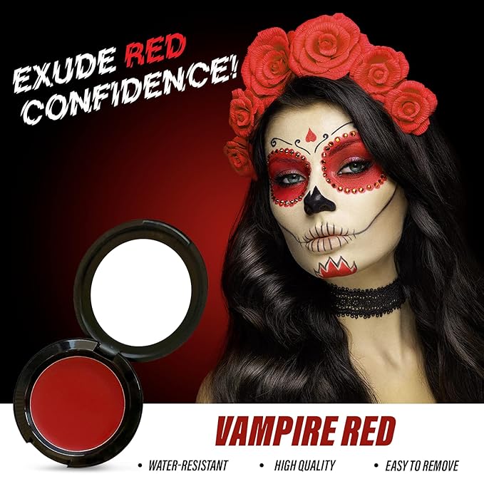 MANIC PANIC Vampyre's Veil White Pressed Powder Bundle with Vampire's Kiss Red Face & Body Paint Makeup