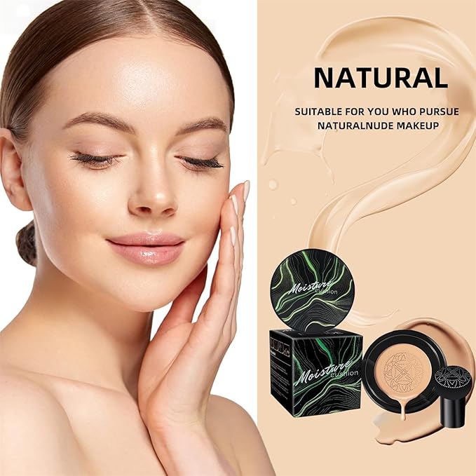 Mushroom Heads Air Cushion CC Cream,Moisturizing BB Cream,air cushion cc cream foundation,Full Coverage Long Lasting Concealer,Even Skin Tone Base Nude Makeup Foundation
