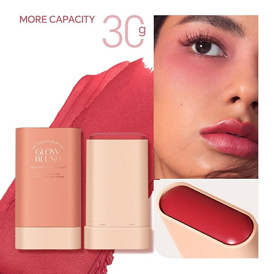 Cream Matte Blush Stick, 03# Red, Waterproof, Suitable for All Skin Tones