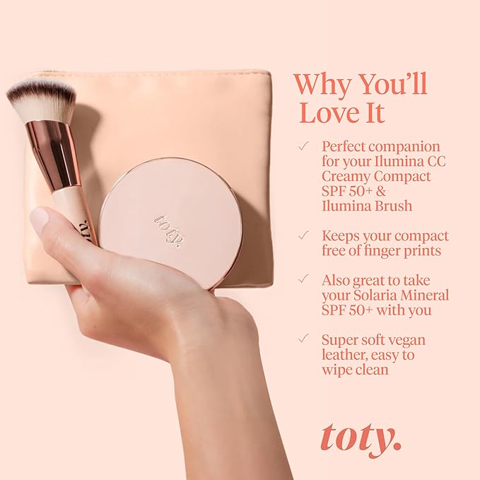 by Sofia Vergara - Ilumina CC Creamy Compact SPF 50+ Rosita Bag Vegan Soft Leather Makeup Bag + Ilumina Brush - CC cream foundation with spf 50 - MAKEUP - 1C Bundle