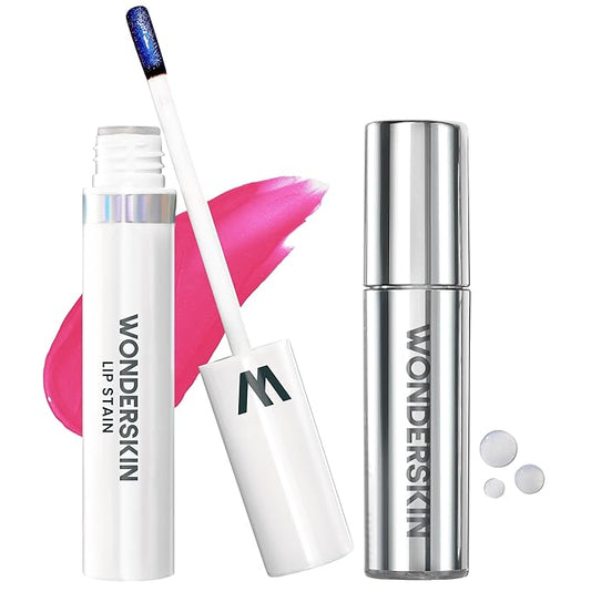Wonderskin Lip Stain Peel Off Masque (Neon Rose) with Lip Rehab Serum Oil