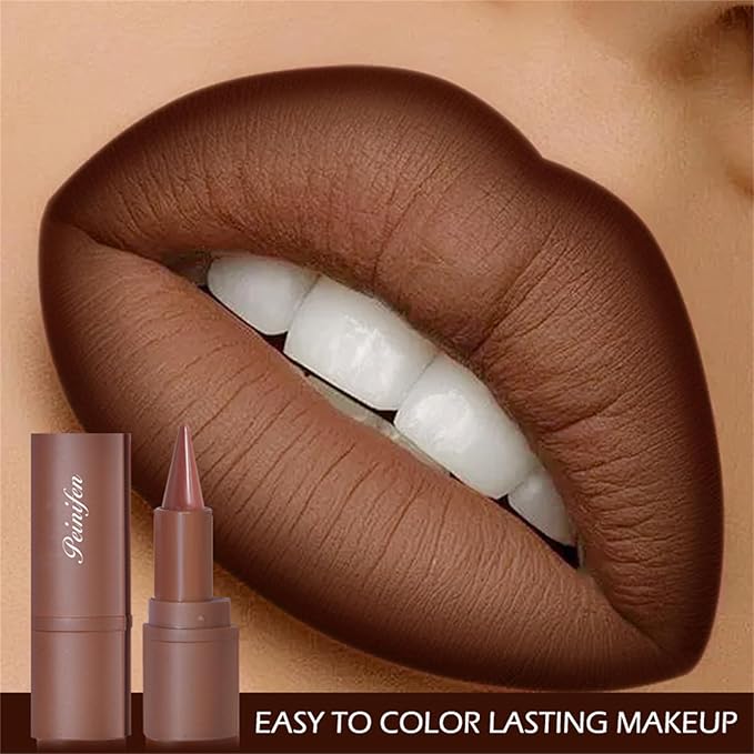 6 Colors 2 in 1 Gradient Lip Liner and Lipstick Lip Combo Set, Matte Nude Dark Brown Coffee Lip Liner Creamy Lip Pencil Crayon, High Pigmented Long lasting Lipstick Makeup Gifts for Women