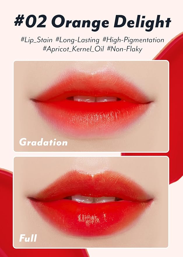 I'M MEME Water Gel Tint - Color Key Ring | Gift, Highly-pigmented, Long Lasting, Travel-Friendly, Lip Stain, 02 Orange Delight, 0.09 Oz
