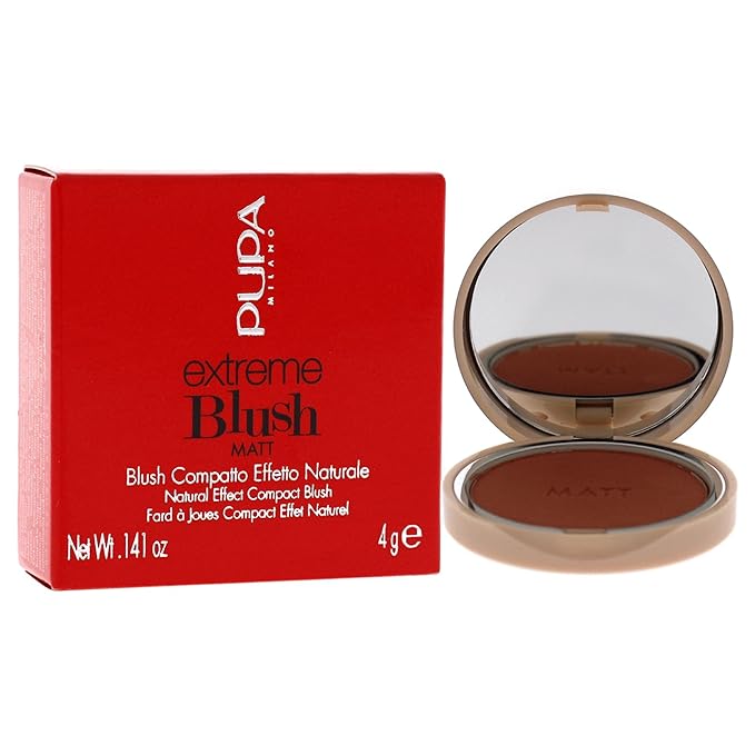 PUPA Milano Extreme Blush Matt - Lightweight - Pure Matte Color - Fresh And Natural Effect - Ultra Soft Texture Merges Perfectly With Skin - Suitable For All Skin Types - 002 Natural - 0.141 Oz
