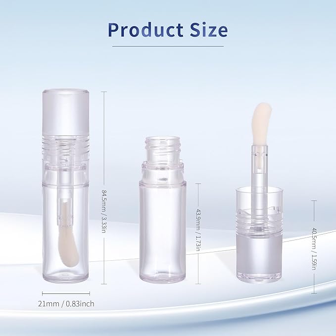10 Pack Lip Gloss Tubes with Big Doe Foot Wand, Empty 9ML 0.3 Oz Transparent PTEG Lipgloss Tubes Concealer Containers for DIY Lipgloss Handmade Makeup