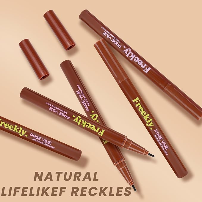 Freckle Pen,Faux Freckle Stamp Waterproof,Fake Face Freckles Stain Makeup Long Lasting Quick Dry,Natural Lifelike Soft Dot Freck Pen 2PCS-03 Dark