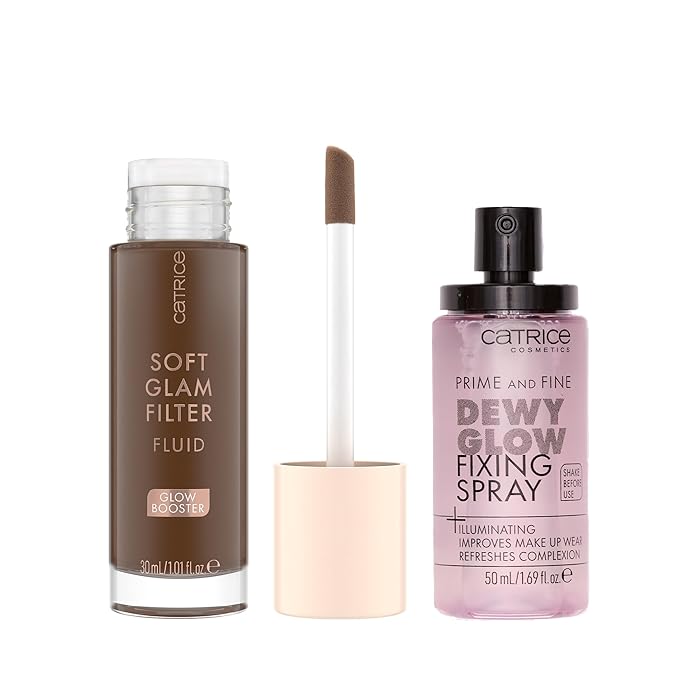 Catrice | Prime & Fine Illuminating Dewy Glow Spray & Soft Glam Filter Fluid 098 Bundle | Full Coverage Makeup | Vegan & Cruelty Free