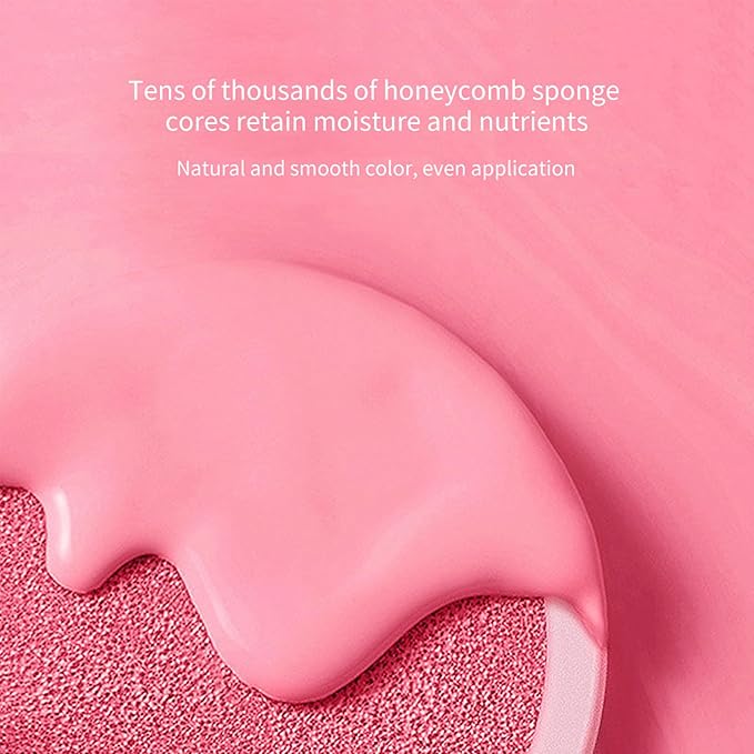 BLUE LOVE Cushion Liquid Blush - Silky Cream Formula for Cheeks, Natural Glow Makeup with Sheer Finish, for Contouring and Highlighting (03#Pink Peony)