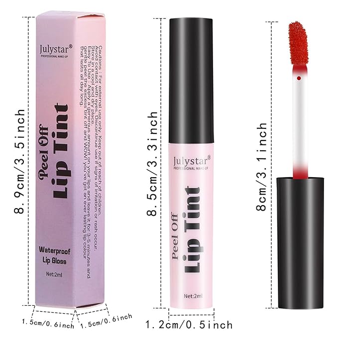 Peel Off Lip Stain, Long Lasting Waterproof and Transfer Proof Lip Tint, Matte Finish Peel Off Lip Stain, Non-stick Cup Peel Off Lipstick Lip Makeup for Women Girls (Color : Glamor)