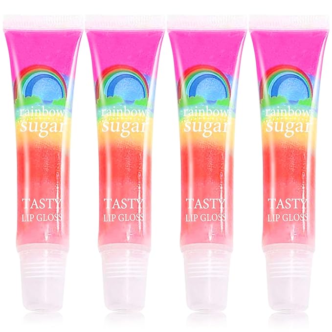4 Pcs Color Changing Lip Gloss,Smooth Long Lasting Shiny Magic Color Jelly Color Changing Lipstick Lip Balm,Moisturizing Colorful Lip Stain Oil Lipgloss Lip Tint Set for Women