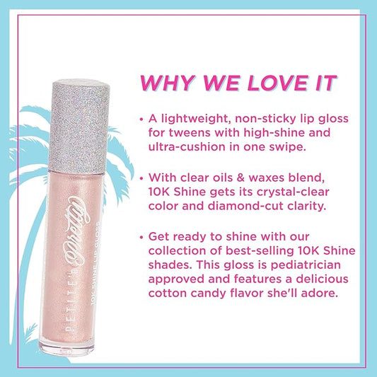 Petite 'N Pretty 10K Shine Lip Gloss for Girls (Glow Down) - Makeup for Kids, Tweens, Teens - High Shine, Soft, Hydrating, Lightweight, Made in the USA