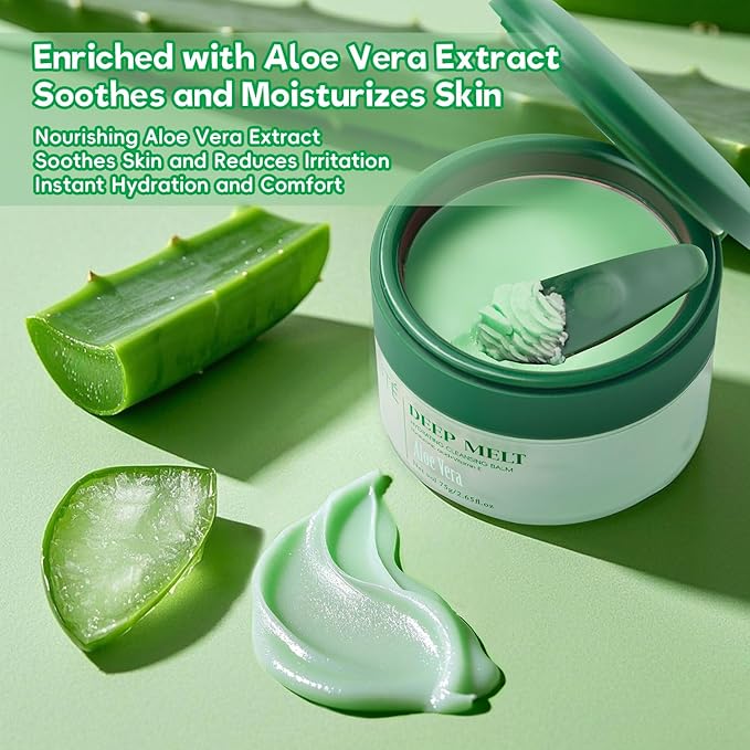 Cleansing Balm, Naturium Makeup Remover Balm for Sensitive Skin, Waterproof Mascara Makeup Remover, Face Eyes Lip Cleanser, Aloe Vera Scented, Coconut Oil, Vitamin E & Hyaluronic Acid, 2.65 Oz