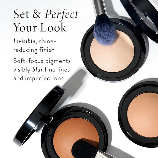LAURA GELLER NEW YORK Baked Blurring + Setting Powder, Light/Medium and Retractable Airbrush Kabuki Brush 2PC