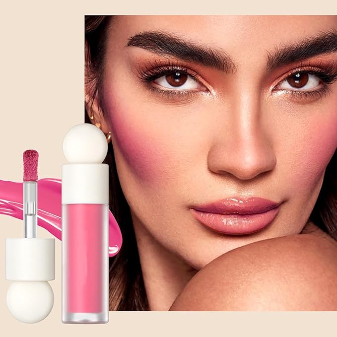 KWOLYKIM 2 Colors Liquid Blush and Highlighter, Dewy Cheek Tint Silky Smooth Cream Blush, Multi-Use Shimmer Luminizers Body Glitter Pearl White Highlighters stick Makeup
