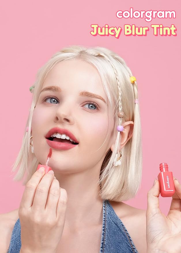 COLORGRAM Juicy Blur Tint 05 + 08 | Daily Semi-Matte, Semi-Glossy, Long-Lasting Lip Stain, Moisturizing, Buildable & Blendable, highly Pigmented (0.12 Fl. Oz.)
