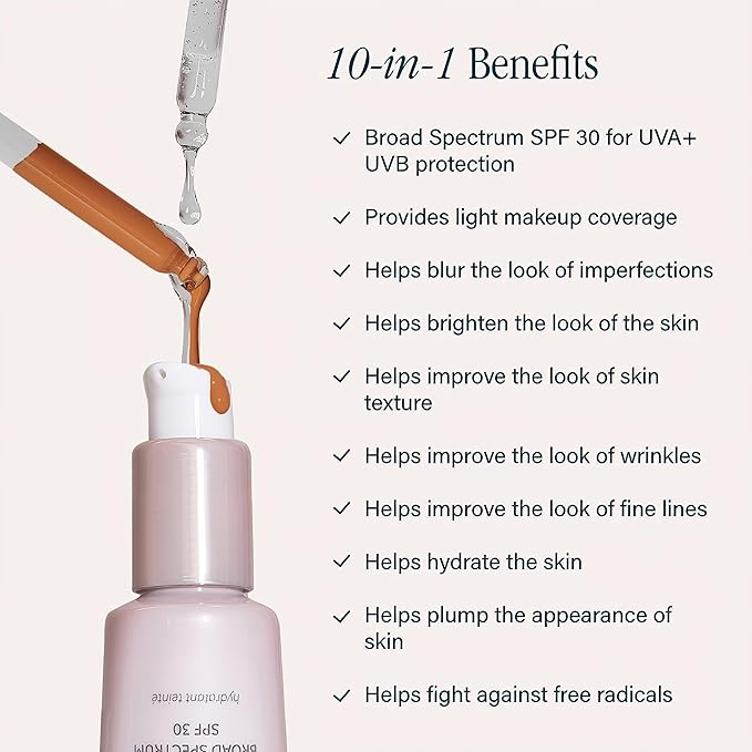 SKINN Enlightened Radiance 10-in-1 Tinted Sunscreen Broad Spectrum with SPF 30, (Sand) - Hydrating & Brightening Tinted Moisturizer for Face, Wrinkles & Fine Line - Lightweight Coverage Skin Tint