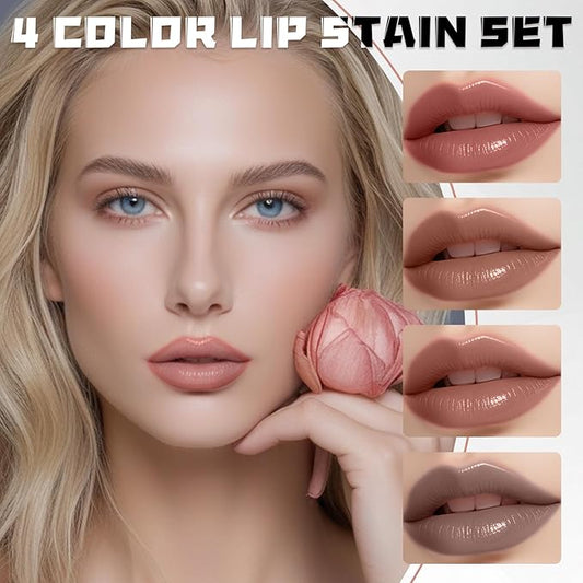 DAGEDA Lip Stain Peel Off Set, Lip Stain Long Lasting Waterproof, 4 Colors Lip Liner Stain, Lip Tint for Women