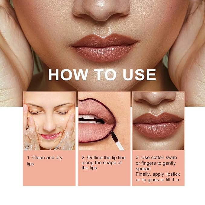 Peel Off Lip Liner Tattoo – Long Lasting Lip Stain, Waterproof & Smudge-Proof, Infused with Vitamin E & Hyaluronic Acid, Precise Definition, Easy Application & Removal(Dark brown and Burgundy, 2P)