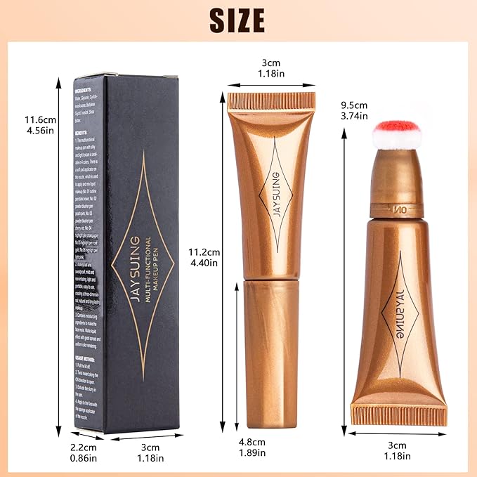 Blush Wand Liquid Cream Blush Stick with Cushion Applicator Face Blush Makeup Long Lasting Cream Contour Wand Highlighter Blush Liquid Rare Beauty Blush Contour Stick(#03 Cherry Red Blush)