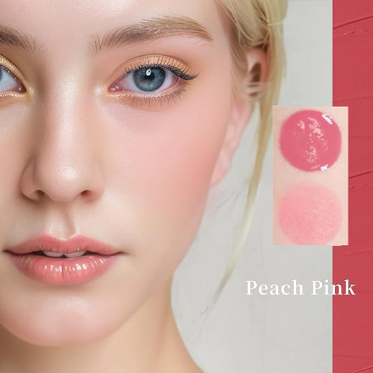 BLUE LOVE Cushion Liquid Blush - Silky Cheek Tint with Mirror, Natural Enhancer for a Radiant Finish, Contours & Highlights for Effortless Elegant (02 Peach Pink)