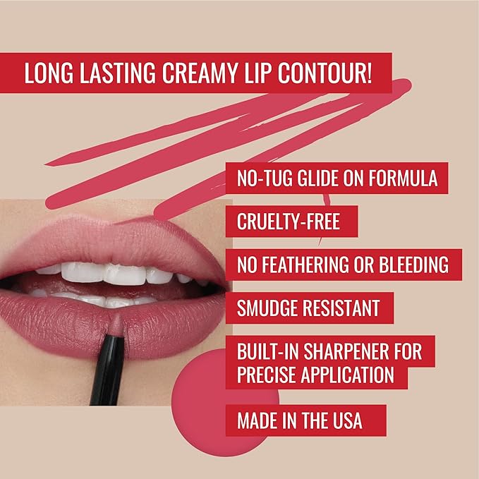 Runway Rogue ‘Starlet’ Bright Coral-Pink Pearl Glam Shimmer Long Wear Liquid Lipstick Bundle with ‘Open Call’ Matte Muted-Raspberry Designer Liner Lip Liner