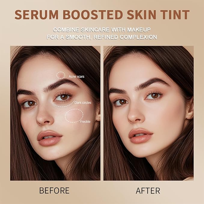 Foundation Stick Beauty Balm Serum Boosted Skin Tint - Solid 𝗧𝗶𝗻𝘁𝗲𝗱 Moisturizing Serum Contour Stick Foundation, Hydrates, Smooths Full Coverage, Natural Finish Makeup