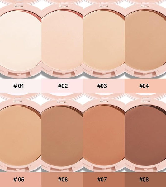 Matte Setting Powder 8 Colors Lightweight Oil Control Pressed Powder Foundation Flawless Long-Lasting Finishing Powder Foundation (Color 01)