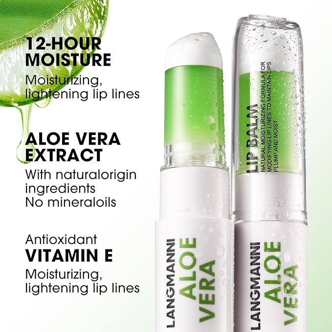 Jolilab 1Pcs Aloe Vera Lip Balm Lip Gloss, Long Lasting Hydrating Lip Care Nutritious Lip Oil Plumper Lip Balm Moisturizer Lip Makeup Set for Gilrs and Women(1Pcs)