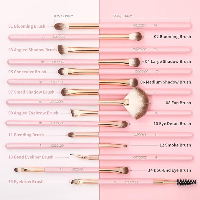 Docolor 15Pcs Eye Makeup Brushes Set + 48 Colors BOOM Eeyshadow Palette Pigmented Matte Shimmer Metallic Blendable Soft Cream Powder Makeup Eye Shadow Palettes