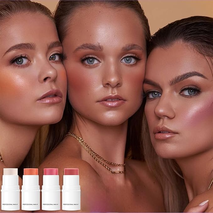 Blush Multi Stick, Lightweight & Blendable, Non-greasy & Waterproof, For Eyes, Lips & Cheeks, Highlight Contouring blush, Perfectly Blended, Contour Stick (SET 1, 2 in 1)